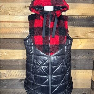 LOGO by Lori Goldstein Red and Black Puffer Vest